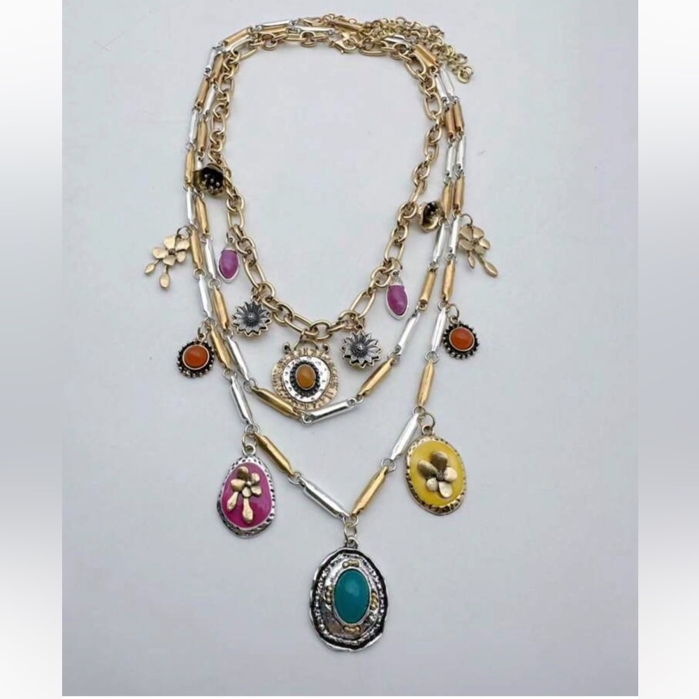 Anthropologie Gold and Silver Charm Necklace